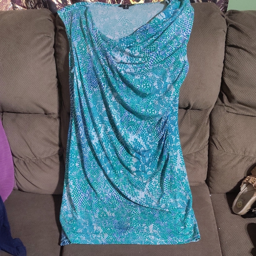 Blue and Green Sleeveless Dress